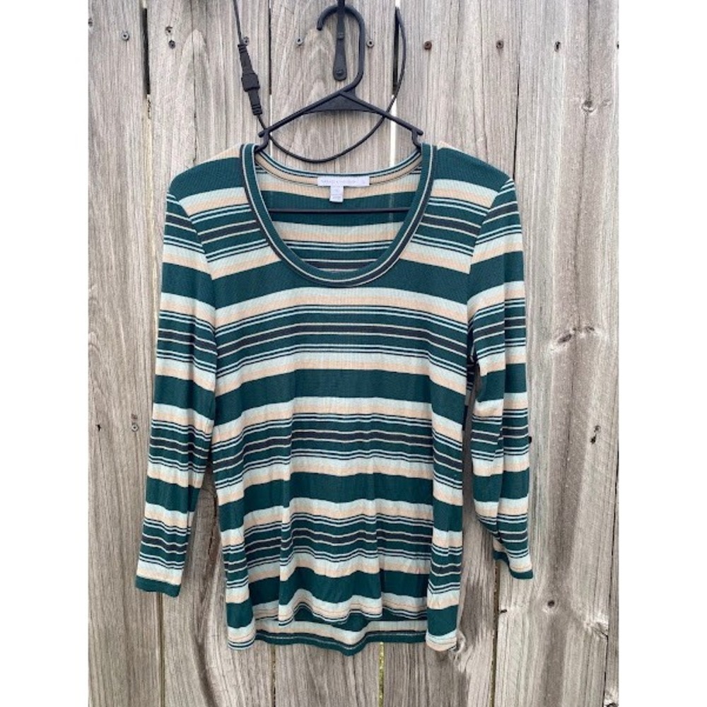 Threads 4 Thought Womens‎ Nikita Yukon Stripe Feather Rib 3/4 Modal Top Size L